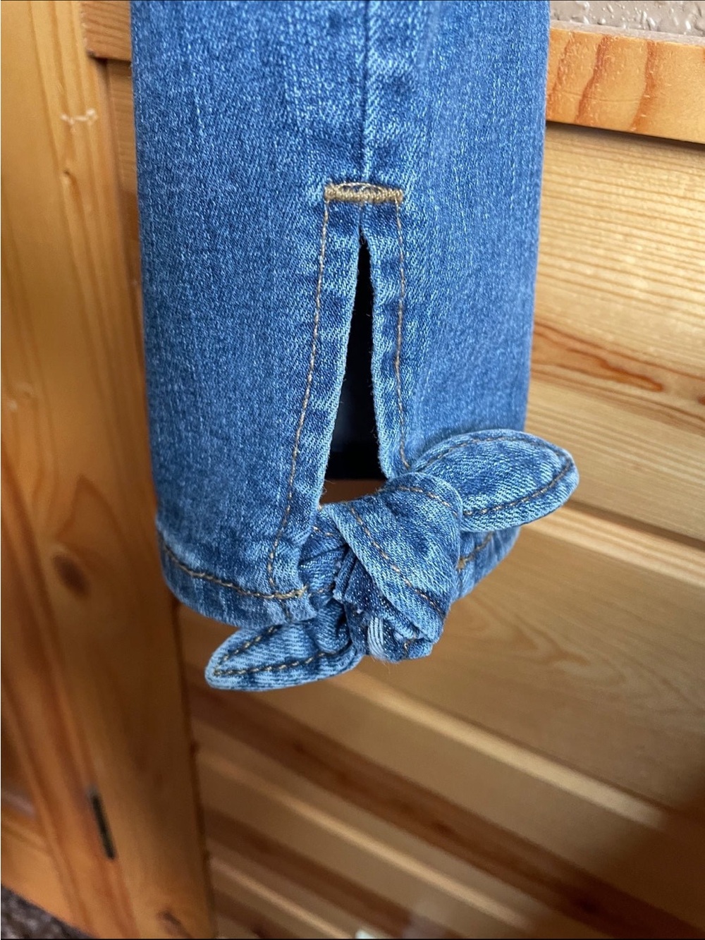 LOFT Blue Cropped Jeans with Tie Hem